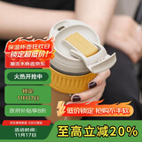 乐扣乐扣（LOCK&LOCK）咖啡杯耐热玻璃水杯子男女学生便携式双饮吸管杯随手杯500ML黄色