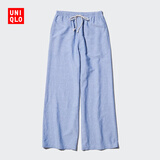 优衣库女装麻混纺松紧长裤/休闲裤473791 65 宝蓝色 M /160/66A