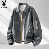 花花公子（PLAYBOY）外套男士夹克男春秋季高端休闲男装帅气高级感牛仔衣服