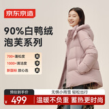 京东京造羽绒服女90鸭绒泡芙春秋新年战袍新款女士外套 短款 柔雾粉 S