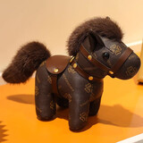 泰利奇马年吉祥物精品皮质小马仔毛绒玩具公仔挂饰家居摆件公司礼品定制 精品皮艺马仔-四叶草 13厘米（挂件）