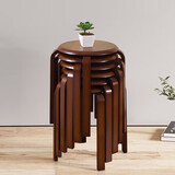 家逸实木凳子家用小板凳时尚简约圆凳可叠放餐椅加固款4把装