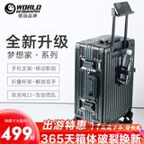 世界地理 德国行李箱男女学生大容量旅行登机铝框杯架拉杆箱万向轮密码 英伦绿（功能升级） 28英寸 -托运箱