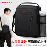SWICKY瑞士单肩包男斜挎包男士包商务运动休闲包手提包出差韩版新品旅行 黑色升级款【82%客户的选择】