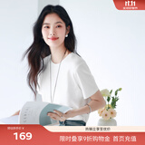 伊芙丽（eifini）蒋欣代言【经典延续】天然桑蚕丝简约真丝混纺丝光内搭T恤女上衣 白色 L 110-125斤