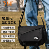 361°斜挎包男女休闲运动背包斜挎胸包大容量单肩包通勤男士挎包 黑色 