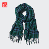优衣库男装女装HEATTECH围巾格子围脖学院风保暖25秋冬新款478313 55 青绿色 均码 (180 × 50 cm)