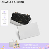 CHARLES&KEITH质感菱格链条小方钱包女包包女包生日礼物七夕礼物CK6-10680924 Black黑色 XS