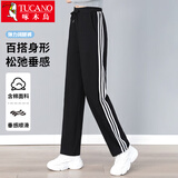 啄木鸟（TUCANO）休闲裤女士棉质舒适时尚百搭直筒显瘦运动长裤子女装 黑色 M