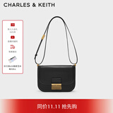 CHARLES&KEITH复古纯色豆腐包单肩斜挎包包女包生日礼物CK2-80781599-1 Black黑色 S