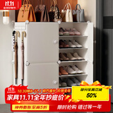 安尔雅简易鞋柜门口鞋架子多层防尘玄关塑料收纳树脂组装  两列六层