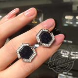 UGO CONTI专柜原装骑士盾星空石袖扣男士衬衫袖口水晶袖钉礼盒装定制刻字 礼盒装袖扣