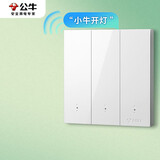 公牛（BULL）智能开关 语音/手动控制 无需联网 三位遥控开关 白色GTQ312