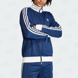 ADIDAS TECHFIT阿迪达斯三叶草运动卫衣男女同款立领刺绣三条杠潮牌休闲夹克外套 藏青色 M 建议100-115斤