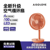 SOLOVE素乐F21桌面风扇可摇头空气循环扇便携式USB充电夏季家用办公室空调伴侣户外台式大风力小电扇 橙