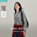 茵曼温柔甜美蘑菇刺绣毛衣2026秋女装新款针织开衫外套 贵族灰 M