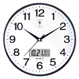 北极星（POLARIS）钟表挂钟客厅家用静音时钟现代挂墙简约挂表2025新款石英钟 【静音机芯】日历款-黑色 10英寸（直径25.5厘米）