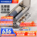 悍高（HIGOLD） 厨房橱柜拉篮碗架抽屉式碗篮加厚304不锈钢底板调味篮双层碗碟篮 800柜2层-L系列套装