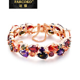 法蔻（farcoko）轻奢高端手饰七彩水晶宽女士手链韩版简约复古奢侈时尚饰品礼物