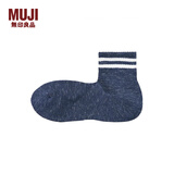 无印良品 MUJI 男式 合脚直角 足底起绒 短袜 袜子男袜DAD09A1A短筒休闲袜 烟熏蓝色条纹 25-27cm