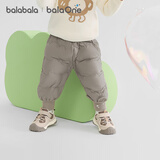 巴拉巴拉婴儿羽绒裤宝宝高腰护肚长裤男女童冬装2025新款保暖时尚束脚裤 茶灰小兔-灰鸭绒 110 cm-充绒量33g