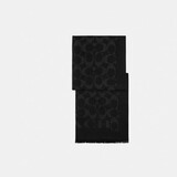 蔻驰（COACH）【品牌直供】男女同款秋冬保暖羊毛桑蚕丝围巾 黑色CB700新年礼物