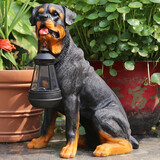 鸿日光辉花园装饰 庭院摆件 别墅户外太能灯园艺装饰树脂动物仿真小狗摆件 带灯黑狗