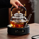 忆壶茶（YIHUTEA）泡茶壶玻璃煮茶壶家用电陶炉煮茶器养生壶 茶具套装玻璃烧水茶壶 1L壶+1500W黑色炉