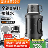 名锐（MINGRUI）保温保冷壶杯大容量户外旅行壶车载家用316茶水分离抗菌暖水壶 【抗菌316】72H保温保冷-黑色1.7L 【三年质保 只换不修】