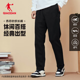 乔丹加绒运动裤男士休闲裤子男秋冬季保暖透气长裤男束脚直筒卫裤男 黑色 -直筒常规-3083A-店长推荐 L
