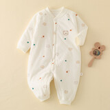 婧麒（JOYNCLEON）婴儿保暖连体衣秋冬款夹棉初生宝宝衣服0-12月冬季印花哈衣服 小熊头 80cm