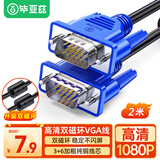 毕亚兹 高清VGA线 vga电脑电视连接线 3+6 2米 纯铜电脑显示器线 电脑电视投显示器 视频线延长线 XL2-蓝