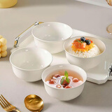 斯凯绨（Sky Top）米饭碗陶瓷小汤碗骨瓷纯白家用乔迁酒店餐具4.5英寸金钟碗4件套装