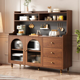 木奕轩洞洞板覆古中古风餐柜靠墙一体家用厨房客厅轻奢储物酒柜置物架 60*40*145高款带洞洞板玻璃门（非主图款）