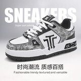 Tcellars板鞋Trainer春夏新款男鞋厚底增高休闲鞋子 熊猫黑（涂鸦） 42