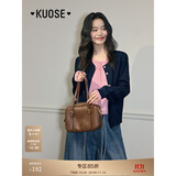 阔色（kuose）假两件针织衫开衫外套毛衣女2025春季新款内搭打底衫上衣秋冬 藏蓝色 M