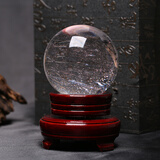 晶蕊世家天然白色水晶球摆件熔炼水晶工艺品办公开业居家礼品碎石熔炼打磨 精选直径12厘米（送底座）