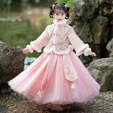 艾诺轮女孩过年衣服套装女童新年汉服冬季儿童拜年服旗袍加厚冬装款喜庆中国风宝宝唐装加绒保暖防寒仙女飘逸 2059樱花色加绒+头饰+眉心贴 120 建议身高105-115CM左右建议6-7岁