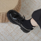 铂呐苓英伦风厚底小皮鞋女冬季加绒保暖日系jk制服单鞋乐福鞋黑色工作鞋 英伦风单鞋【亮面】 38