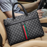 Cohnim kevin奢侈品男士公文包手提电脑文件单肩斜跨包送男友老公生日礼物实用 【专柜款】c01852格纹 14英寸