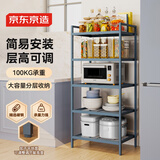 京东京造厨房置物架网格落地储物家用零食杂物货架客厅收纳架五层青灰色
