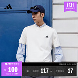 adidas情侣休闲纯棉上衣圆领短袖T恤男女夏季阿迪达斯官方轻运动 米白 L