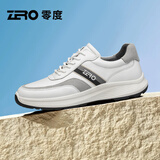 零度男鞋2025新款男士运动休闲鞋日常百搭拼接条纹轻便软底潮流百搭 白色 40