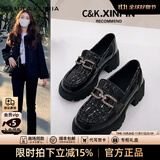 CAMILA KSENIA小皮鞋女士2025新款秋季厚底单鞋子时尚品牌鞋子漆皮乐福鞋一脚蹬 黑色 37