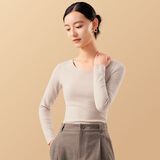 简云【三季暖】羊毛蚕丝德绒发热保暖内衣女加绒秋衣单上衣防寒打底衫