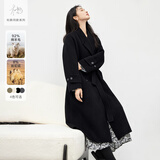 对白【杜鹃同款】极简风驼绒双面呢羊毛大衣女2025冬新款毛呢外套 静谧黑 XS