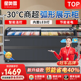 星奥雪冰柜超市商用大容量岛柜展示柜冷藏保鲜柜加厚弧形玻璃门冷冻展示柜冰淇淋雪糕柜 1.8米弧形展示柜【内置LED灯】