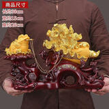 金蟾摆件玉白菜三足蟾蜍中式玄关酒柜客厅装饰品乔迁开业礼品 (沙金)大号-38*15*26cm
