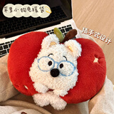 牧汀（MuTing）热水袋充电防爆暖手袋女生热敷肚子电热暖宝宝送女友圣诞款暖水袋 红苹果狗狗【国标防爆+自动断电】