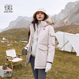 KOLON SPORT可隆羽绒衣防水防风透湿女士中量毛领连帽鹅绒服